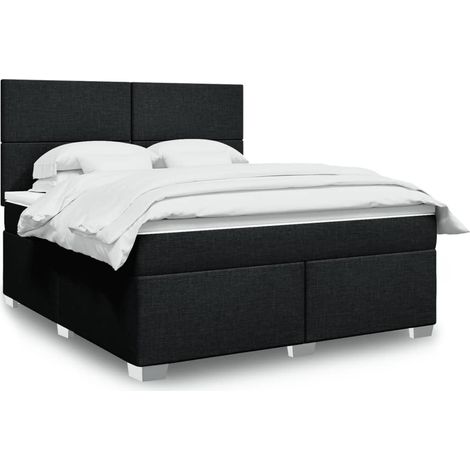 Boxspringbett mit Matratze Schwarz 180x200 cm Stoff