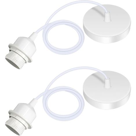 Suspension E27 Avec Anneau à Vis, Câble Réglable 100CM, E27 Porte Lampe Suspension, Compatible Avec Abat-jour, Éclairage au Plafond Salon, Chambre(Blanc) (1/5)