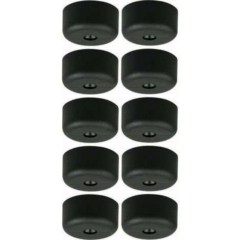 Set di 10 piedini per mobili in plastica nera con fissaggio a vite – Diametro 40 mm, Altezza 19 mm – Protezione per pavimenti di mobili e sedie (1/2)