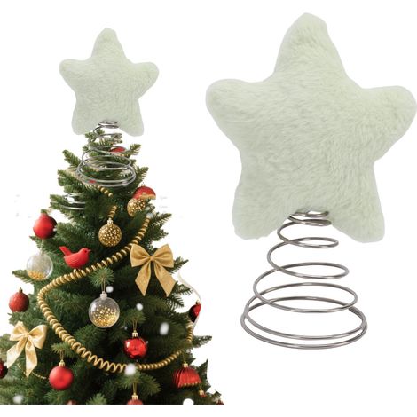 Étoile de Noël en peluche adorable, verte, pour décorer le sapin, la maison ou le bureau pendant les fêtes. (1/4)