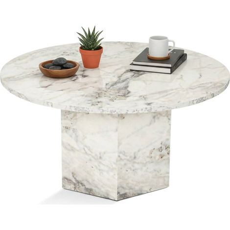 Dmora - Wohnzimmertisch Ridoc, Niedriger Wohnzimmertisch, Kaffeeregal, Couchtisch für Sofa, 80x80 h40 cm, Marmor