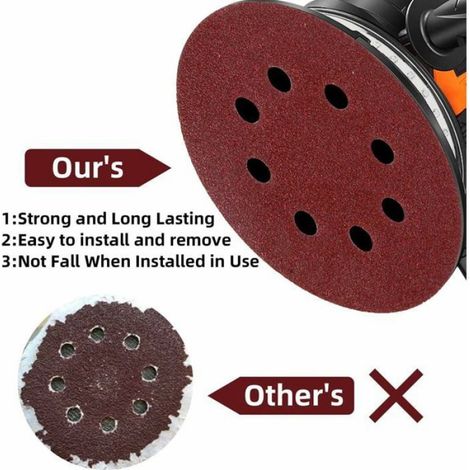 Disques Abrasifs - 125 mm - 100 Pièces - 8 Trous - Grains 60 à 2000 - Oxyde D'aluminium (1/4)