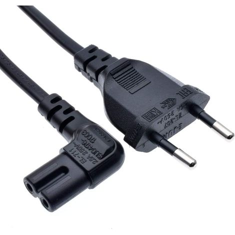 1 Câble d'alimentation Angle Droit IEC C7 2M Prise EU Compatible TV Console