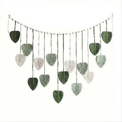 Makramee-Ornament aus gewebten Blättern, handgefertigter Wandteppich B (1/5)