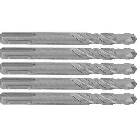 5-teiliger Bohrhammer-Bohrer mit Hartmetallspitze, spiralförmig, 2 Schneiden, Schlagbohrer für Ziegel und Stein, 110 mm, 12 mm/0,47 Zoll Öffnungsdurchmesser (1/5)
