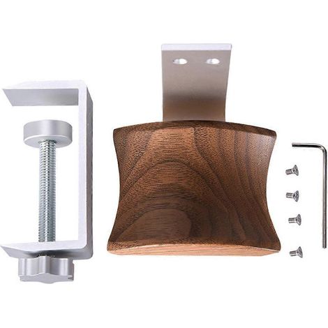 Support pour casque audio, support de suspension en forme de U - Noyer - Argent (1/5)