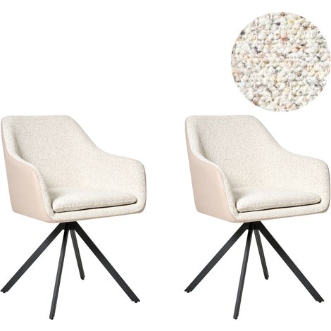 Conjunto de 2 sillas de comedor tapizadas de bouclé beige claro Lithia (1/5)