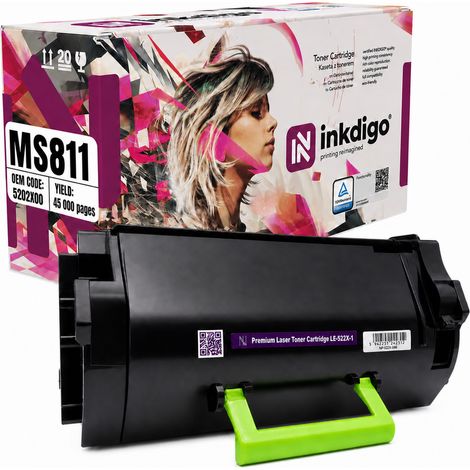 Toner Inkdigo 52D2X00 compatibile con Lexmark MS811n MS812dn MS811dtn certificato TÜV (1/5)