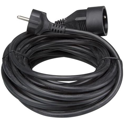 PEREL Rallonge électrique 2P+T 3G1.5 protection enfant 10.00 m noire