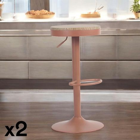 Tabouret de bar réglable métal terracotta (lot de 2) LEEDS (1/4)