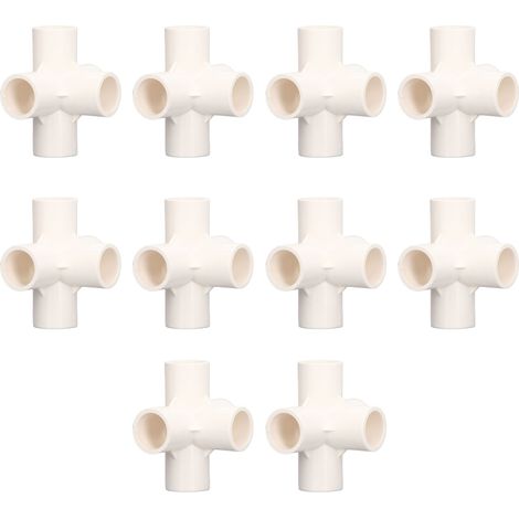 Raccord PVC 20mm 5 Voies Angle Droit 3D Coude Connecteur pour Meubles - Lot de 10 Blanc (1/5)