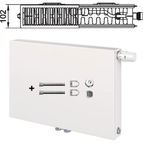 Kermi Radiateur à vanne Therm-x2 Plan Vplus Raccordement central Type 22 605x405mm Position de la vanne à droite PTP220600401R1K (1/5)