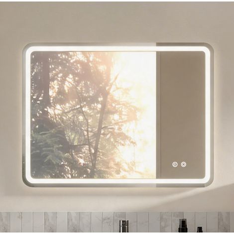 Miroir LED salle de bain 60x80 cm argent, anti-buée, dimmable, mural FloraGrace (1/5)