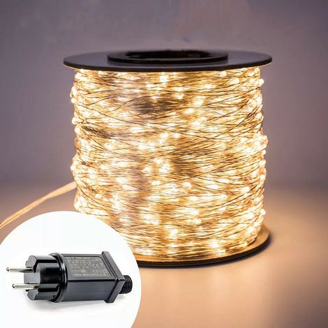 Guirnalda de luces de 20 m, 200 LED de cobre, resistente al agua IP65, luz estrellada, blanco cálido, para decoración interior y exterior, jardín, Navidad, cumpleaños, boda (blanco cálido)