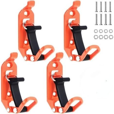 4-PCS Support de pelle pour barres de toit, Accessoires pour barres de toit, Pince en métal et caoutchouc, Kit de montage mural de pelle pour barres de toit tout-terrain, bateaux, hach (1/4)