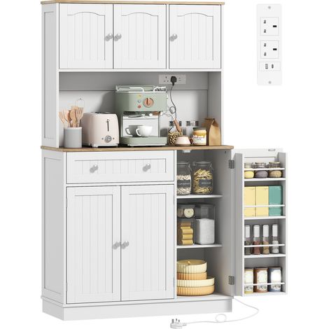 HOMCOM Pantry Storage Cabinet with Adjustable Shelves and 4 Door Racks (1/5)