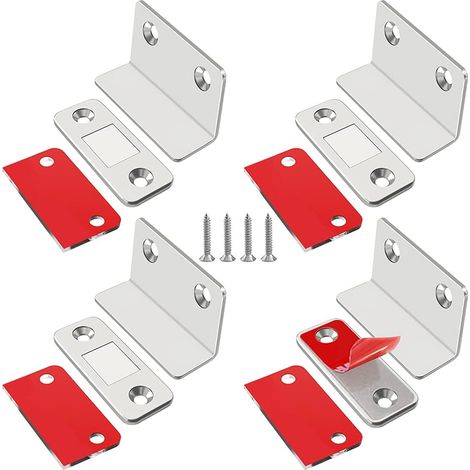 Aimants pour portes de placard, lot de 4, ultra-fins, loquets magnétiques autocollants, verrou magnétique en forme de L