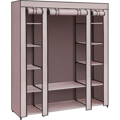 Armoire de rangement xxl penderie dressing en tissu non-tissé 175 x 150 x 45 cm rose (1/5)