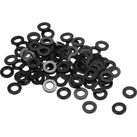 M6 Nylon Plat Rondelle, 100 Paquet 6mm ID 12mm OD Étanchéité Espaceur Joint Anneau pour Robinet Tuyau Eau Tuyau Fixation Boulon, Noir (1/5)