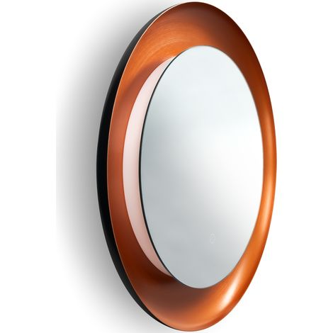 Paco Home Espejo LED con Iluminación Espejo Lámpara Interruptor Táctil para Baño Baño Rame spazzolato, Ø60cm