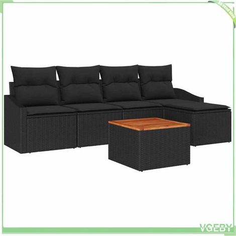 Ensemble canapé de jardin - FAFEICY - Modulaire - Noir - Polyrotin - Rangement multifonctionnel (1/5)