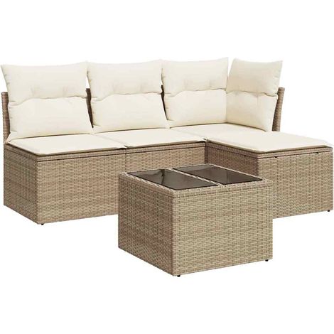 Maison Exclusive - Set Divano da Giardino 5 pz con Cuscini Beige in Polyrattan