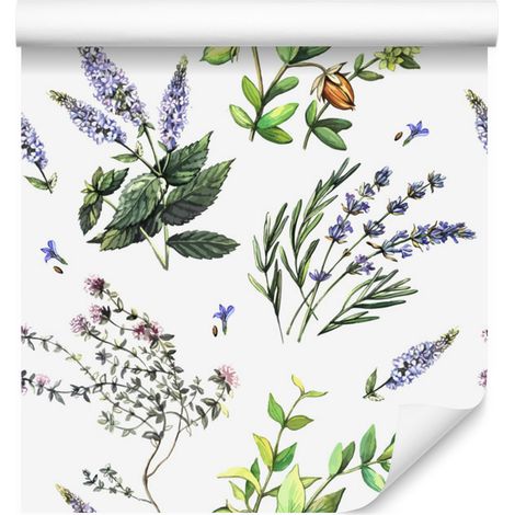 Carta da parati con fiori di lavanda per soggiorno e camera da letto, 50x1000 cm (1/5)