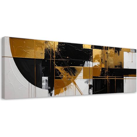 Stampe su Tela, Astrattismo geometrico accenti dorati, 90x30 (1/5)