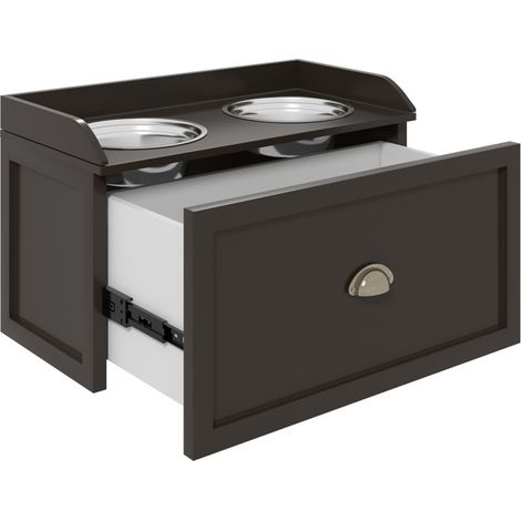 Elevated Dog Feeder with Storage for Large Breeds - Modern Design with Stainless Steel Bowls, Easy to Clean and Adjustable Height