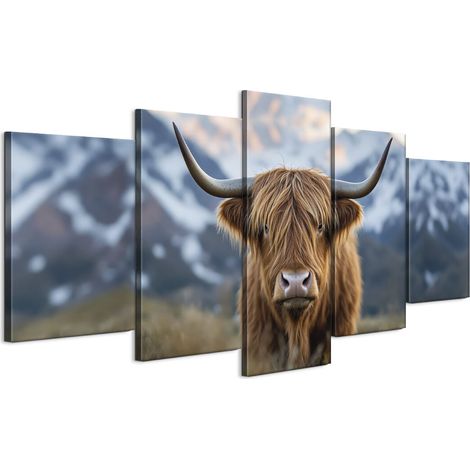Cuadro sobre lienzo italiano de 100 x 50 cm, pentáptico - estilo ecléctico - animales Cuadro sobre lienzo italiano de 200 x 100 cm, pentáptico - estilo ecléctico - animales