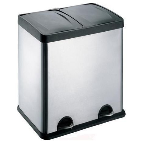 Evre Recycling Bin with Lids for Kitchens / 48 Litre Capacity / 2 Compartments Waste Separation (48L)