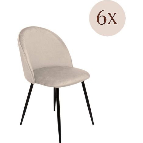 Dmora - Set di 6 sedie Achito, Poltrona rivestita in velluto, Sedia da pranzo imbottita, Seduta per riunioni, 51x54h82 cm, Grigio chiaro