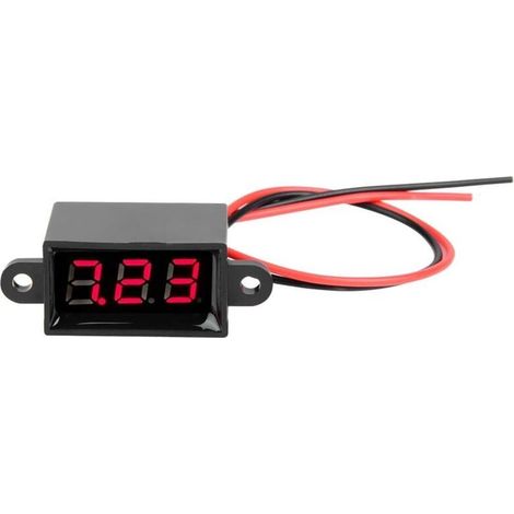 Voltmètre Numérique 0.28 Pouces Deux Fils DC 3.0-30V Affichage LED 200 Ms/temps Mètre de Tension étanche(Rouge) (1/4)