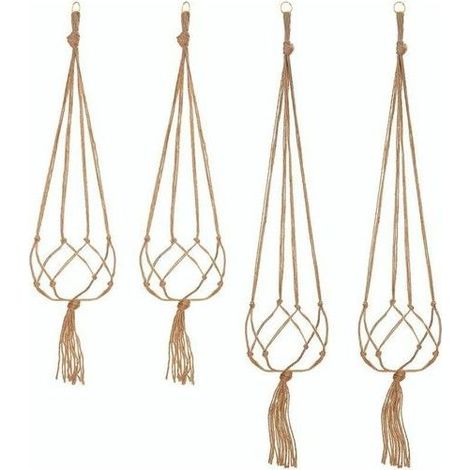 Suspension de plante en corde - Ensemble de 4 pièces - Longueur 105 cm et 88 cm - Jute naturel durable (1/5)
