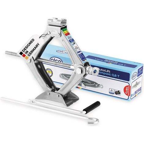 alca® Scherenwagenheber 0,8t, kompakter Autoheber mit drehbarem Sattel, TÜV & GS, höhenverstellbar 100–320mm, stabil, Kurbelantrieb, nutzbar bis –50 °C, aus Stahl