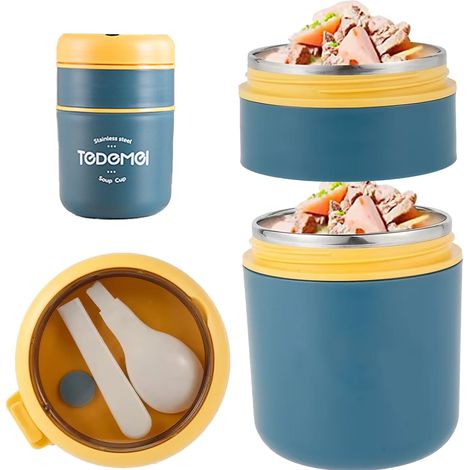 Luniquz Thermos Alimentaire 710ml/24oz, Boîte Repas Isotherme Acier Inoxydable avec Joint Étanche et Cuillère, Maintient Chaud ou Froid, Déjeuner Portable (1/4)