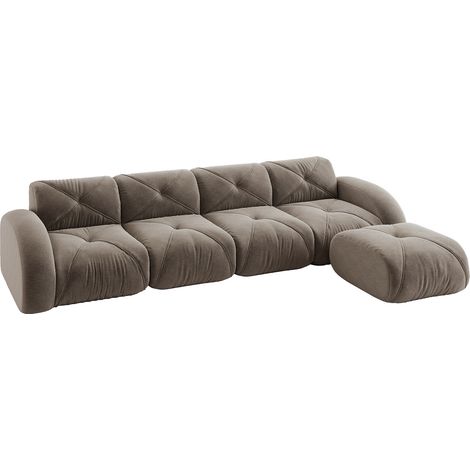 CHICFURN Sofá rinconero modular 4 plazas 358x171x76 cm chenilla topo, sin montaje (1/5)