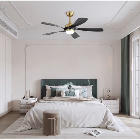 Ventilador de techo 52" con luz LED regulable, temporizador 1/4/8 h, motor DC silencioso, función reversible, 5 aspas (1/5)