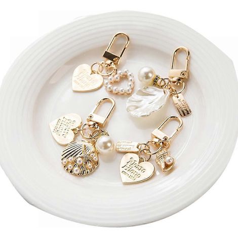 Lot de 4 porte-clés - Breloque pour AirPods, sac à main, cabas, porte-monnaie, sac à dos, sac, clé de voiture, porte-clés résistant, matériau robuste, accessoires mignons pour femmes (1/5)