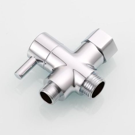 Vanne 3 Voies - Laiton Massif - Pour Toilette Et Bidet - 3/8" Femelle / 3/8" Mâle / 1/2" Mâle - 1 Pièce (1/5)