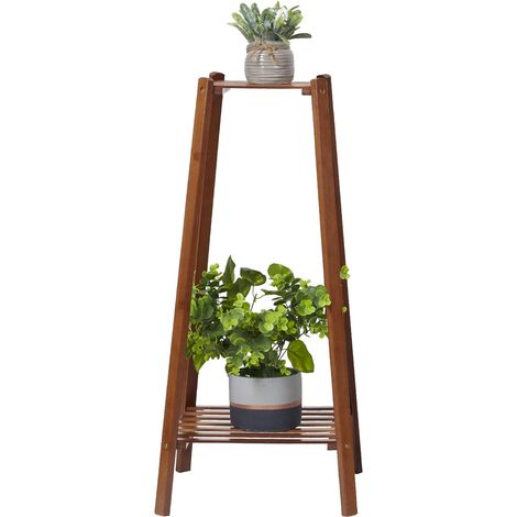 Soporte Plantas de bambú Interior Exterior Estanteria Macetas Decorativa, 30 x 30 x 76cm (1/4)
