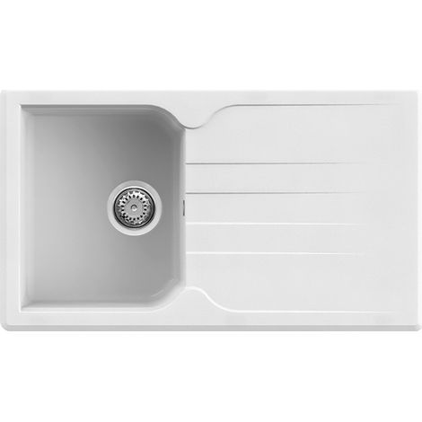 Lavello Quareco incasso 1 vasca con gocciolatoio 86x50 Prime 861 Granito Bianco QLP861BI (1/4)