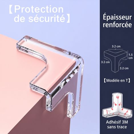 Protège-coin de table forme T transparent PVC épais protection d'angle pour meuble verre sécurité enfant adhésif 10 g – Livraison gratuite