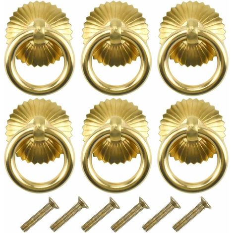 pezzi Maniglia per mobili vintage, maniglia ad anello per cassetto, maniglie antiche, pomello per mobili per porta di credenze, credenze e armadietti da cucina (ottone) (1/5)