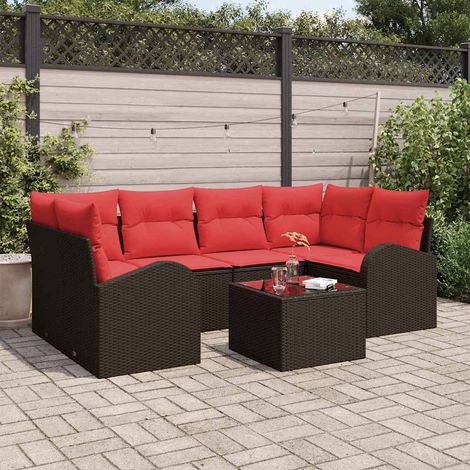 vidaXL Set Divano da Giardino Marrone 55 x 55 x 37 cm polyrattan (1/5)