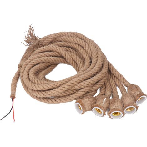 Cordon de suspension Vintage en corde de chanvre, 6,5 pieds, 5 têtes, E27, E26, Base de lampe pour bars, cafés, Restaurants, maisons, 100 à 240V