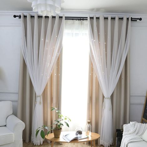1 pcs Rideau Occultants & Rideau Voilage Romantique Motif Étoiles Creuses double couche rideau Thermiques isolants anti froid voilage Rideau Occultant