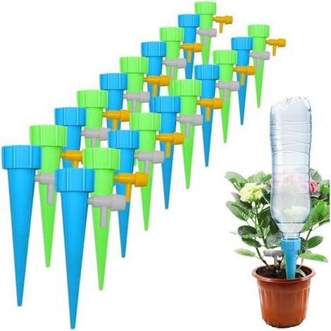 20er-Pack Tropfbewässerungsflaschen, einstellbares automatisches Bewässerungssystem, 1,1-Zoll-Pflanzenbewässerungssystem mit Steuerventil für Topfgärten (20) - (1/5)
