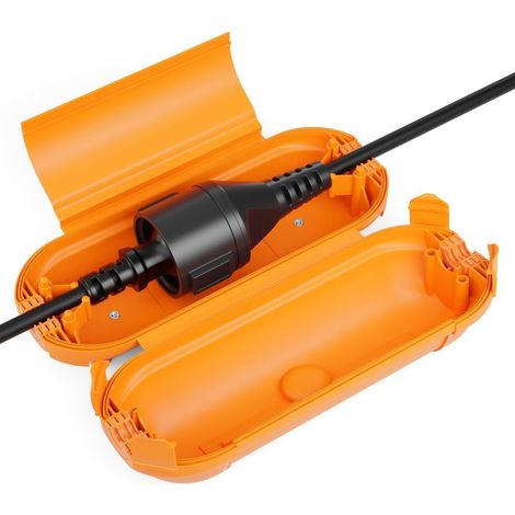 Botier Protection Rallonge IP44 - 1 Unité - Plastique Anti-UV - étanche Anti-éclaboussures - Jardin Chantier Extérieur - Orange (1/5)