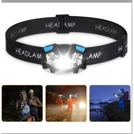 Lampe Frontale LED - Étanche IPX4 - Capteur de Mouvement et Interrupteur Manuel - Rechargeable USB - Bandeau Réglable - 1 Pièce (1/5)